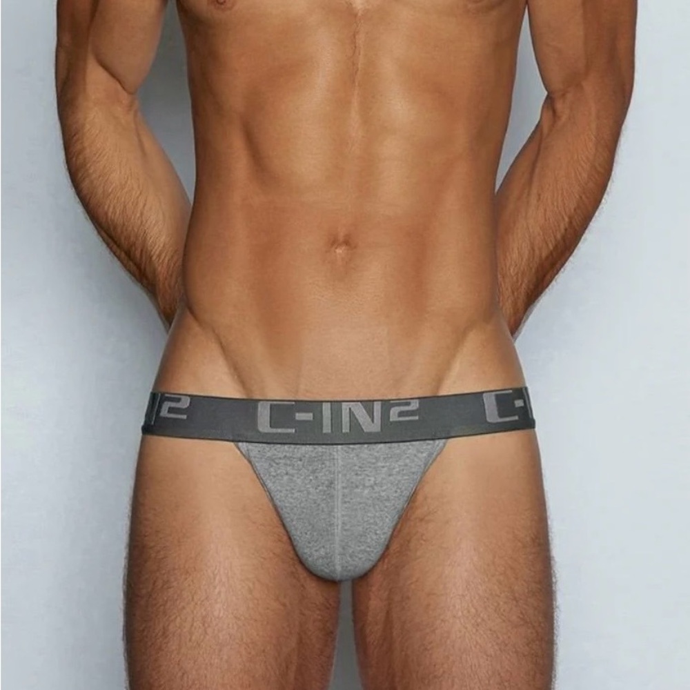 C-IN2 Core Y-Back Low Rise Thong, Gray, Large